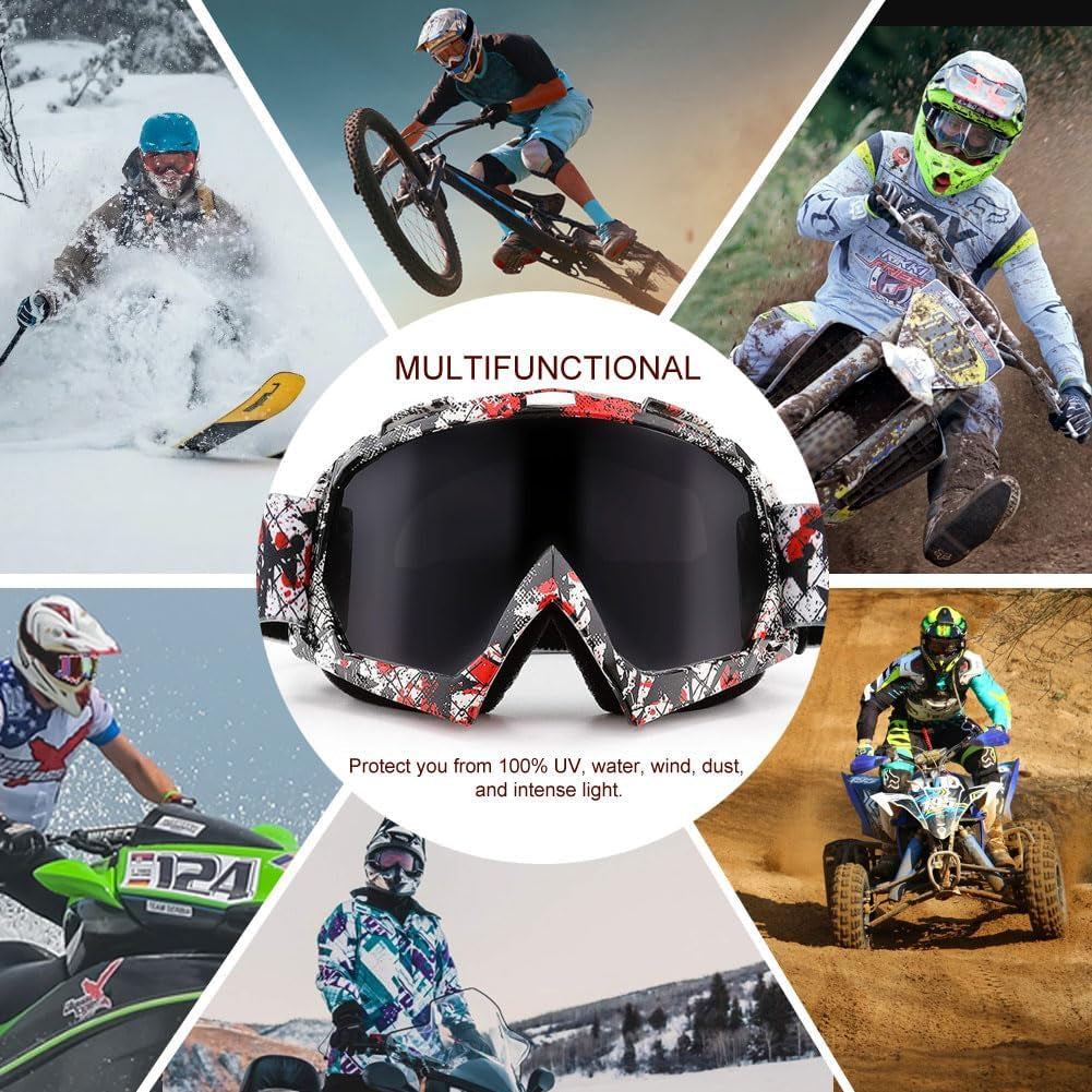 Motocross Dirt Bike Motorcycle Goggles for Youth and Adult | UV400 Windproof Dustproof,Offroad ATV MX General Riding Goggles,With Adjustable Strap